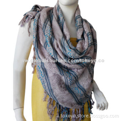 Woven square scarf with yarn dyed jacquard, made of modal and viscose, size of 120*120cm